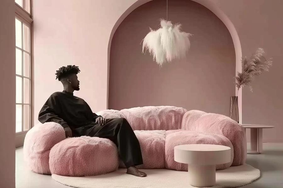 pink sofa living room
