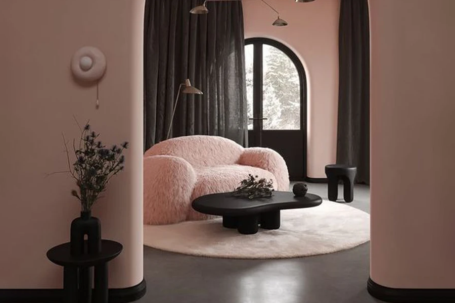 pink sofa living room
