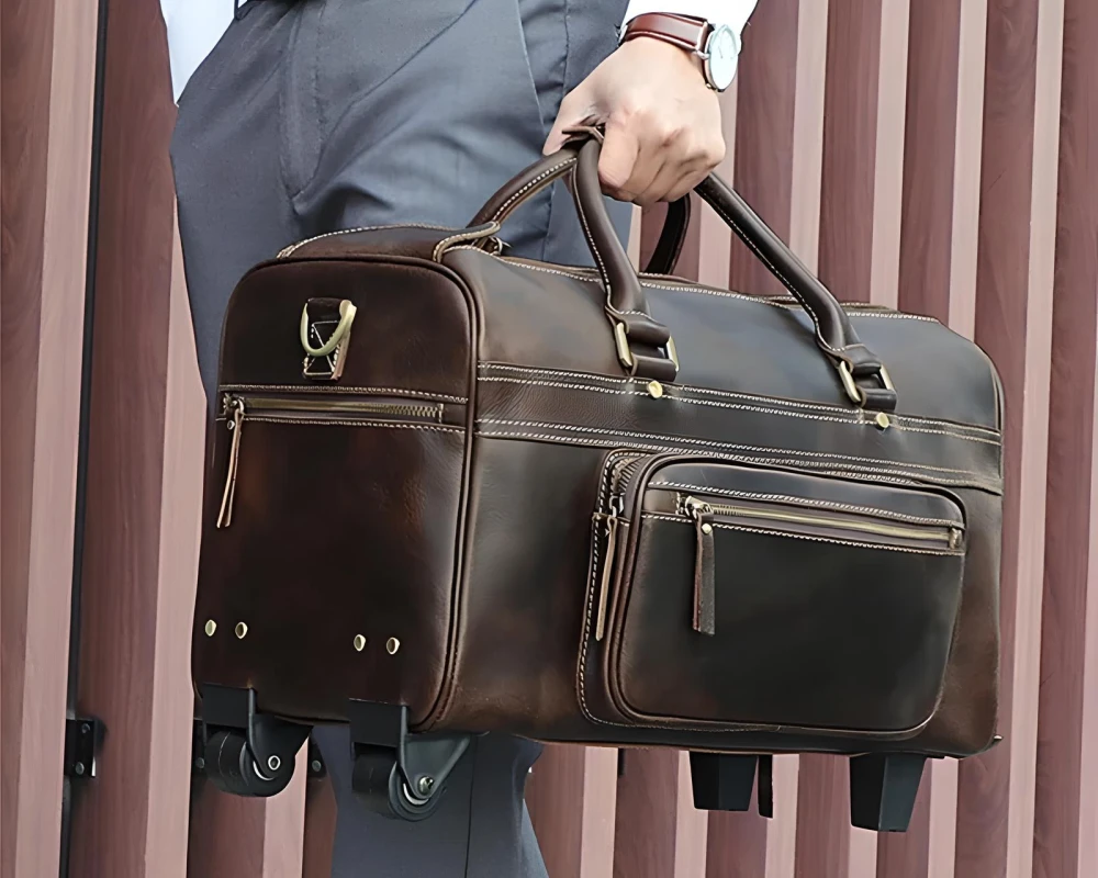 carry on leather duffle bag